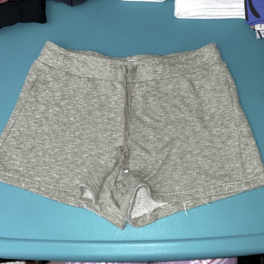 Max Studio London Heather Grey Terry Cloth Drawstring Shorts